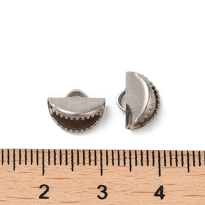 Non-Tarnish 304 Stainless Steel Ribbon Crimp Ends STAS-C080-05A-P-1