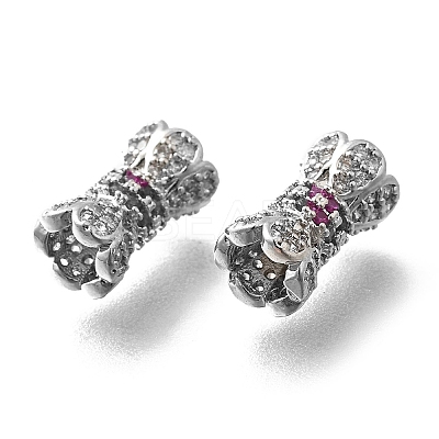 Brass Micro Pave Cubic Zirconia Beads KK-M318-22P-1