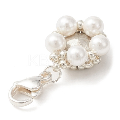 K9 Glass Rhinestone & Shell Pearl Bead Pendant Decoration HJEW-MZ00028-1
