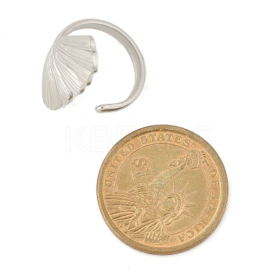Leaf 304 Stainless Steel Open Cuff Rings for Women LS-RJEW-G338-06P-1