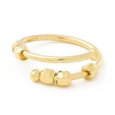 Brass Rotating Beaded Open Cuff Ring LS-RJEW-H102-02G-1