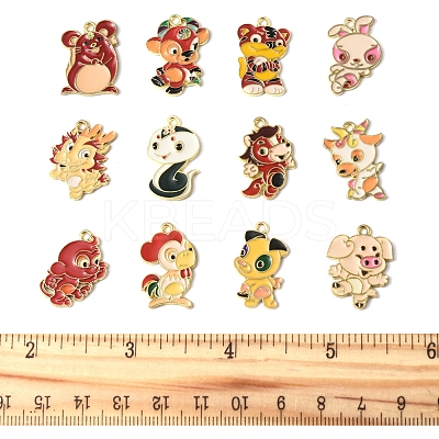 24Pcs 12 Styles Alloy Enamel Pendants ENAM-FS0002-86-1