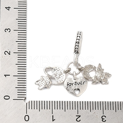 Rack Plating Alloy Rhinestone European Dangle Charms PALLOY-S189-42P-1
