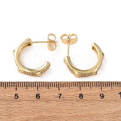 Brass Micro Pave Cubic Zirconia C-Shaped Stud Earrings EJEW-B153-11G-1