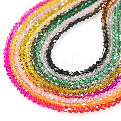 9 Strands 9 Colors Gradient Color Baking Paint Glass Bead Strands DGLA-TA0001-36-1