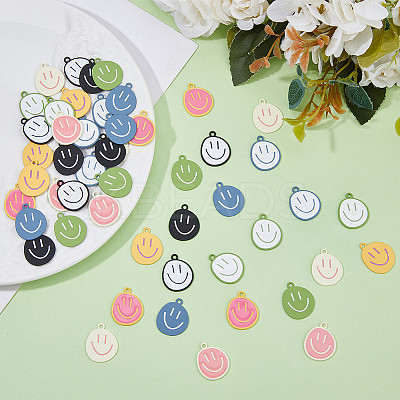 50Pcs 10 Colors Alloy Enamel Pendants ENAM-DC0001-85-1