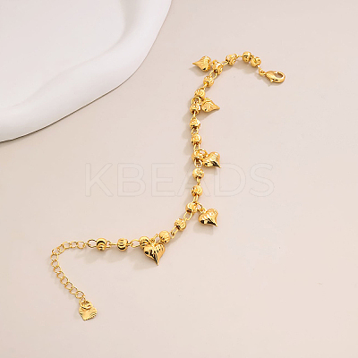 Vintage Beach Brass Heart Tassel Anklets for Women QQ1110-2-1