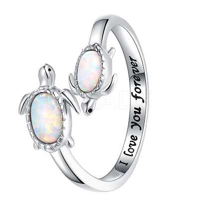 Alloy Opalite Adjustable Cuff Open Rings for Women FS-WG20668-01-1