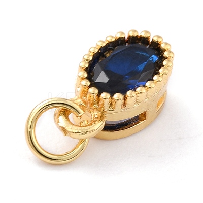 Real 18K Gold Plated Brass Inlaid Cubic Zirconia Charms ZIRC-L100-079G-02-1