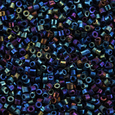 Frosted Plated Glass Cylinder Beads SEED-S047-F-001-1