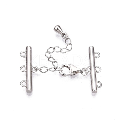 Anti-Tarnish Rhodium Plated 925 Sterling Silver Necklace Layering Clasps STER-N016-14P-1