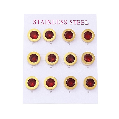 304 Stainless Steel Flat Round Stud Earrings EJEW-C099-23G-02-1