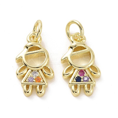 Brass Micro Pave Colorful Cubic Zirconia Pendants KK-E068-VF142-1