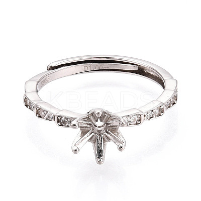 Rhodium Plated 925 Sterling Silver Micro Pave Cubic Zirconia Engagement Solitaire Ring Settings STER-N016-77P-1