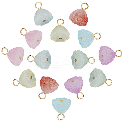 140Pcs 7 Colors Acrylic Lotus Charms FIND-SC0019-60-1