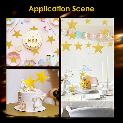 60Pcs Paper Glitter Star Wall Decoration AJEW-SP0001-17A-1