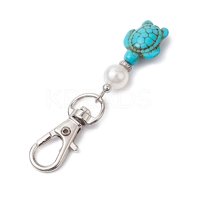Sea Turtle Synthetic Howlite & Turquoise Pendant Decorations HJEW-JM02381-1