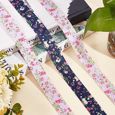 2 Rolls 2 Colors Polyester Ribbon SRIB-GF0001-19-1