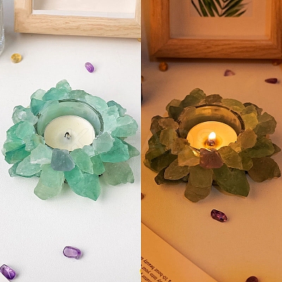 Natural Raw Green Fluorite Candle Holders PW-WG88246-04-1