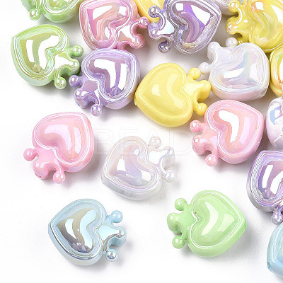 UV Plating Opaque Rainbow Iridescent Acrylic Beads OACR-T027-01-B-1