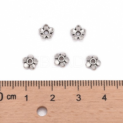 Antique Silver Plated Tibetan Silver 5-Petal Flower Bead Caps X-LFH10006Y-1