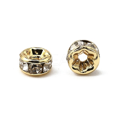 Rack Plating Brass Crystal Rhinestone Rondelle Space Beads RB-D303-G-1