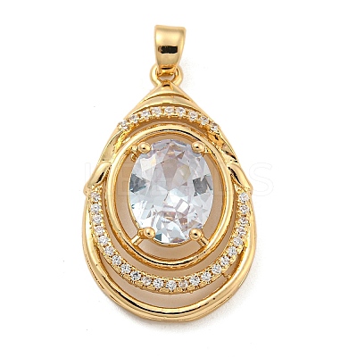 Brass Micro Pave Cubic Zirconia Pendants KK-P263-24KCG-01-1