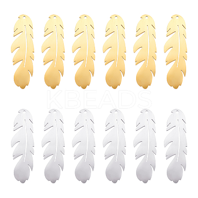 12Pcs 2 Colors 304 Stainless Steel Pendants STAS-UN0033-82-1