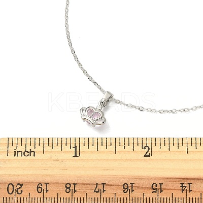 Light Rose Rhinestone Crown Pendant Necklace with Cable Chains NJEW-FZ00019-1