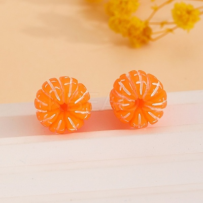Resin Orange Stud Earrings LS-EJEW-B136-01-1
