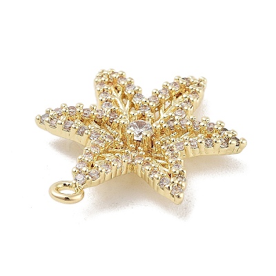 Brass Pave Clear Cubic Zirconia Pendants KK-Z061-09G-02-1