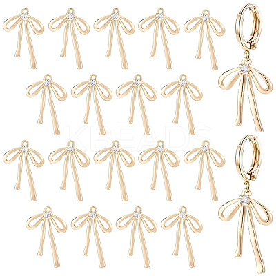 10 Pairs Brass Micro Pave Clear Cubic Zirconia Pendants KK-BC0015-29-1