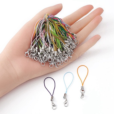 100Pcs Polyester Rope Mobile Straps MOBA-YWC0001-02-1