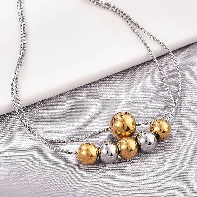 304 Stainless Steel Rolo Chain Multi-layer Bracelets for Women BJEW-D337-01A-GP-1