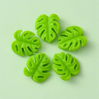 Monstera Leaf Food Grade Eco-Friendly Silicone Focal Beads FIND-YW0004-01-1