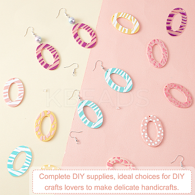20Pcs 10 Styles Oval Opaque Printed Acrylic Pendants DIY-PH0002-81-1
