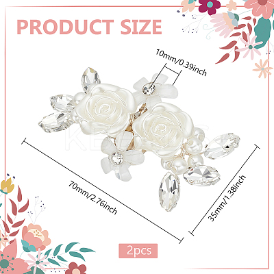 1 Pair Rose Flower Brass Shoe Buckle Clips AJEW-FG0003-61-1