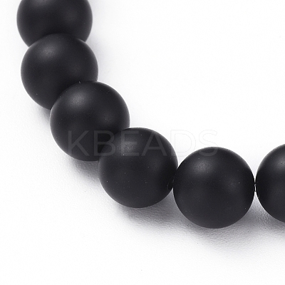 Natural Black Agate(Dyed & Heated) Beads Stretch Bracelets BJEW-JB04801-1