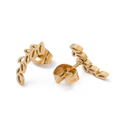 304 Stainless Steel Olive Leaf Stud Earrings for Women LS-EJEW-E163-14G-1