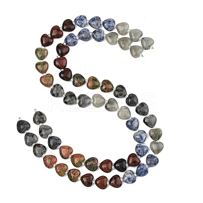 Gradient Color Natural Labradorite & Mahogany Obsidian & Blue Spot Jasper & Unakite Beads Strands G-B185-A14-1