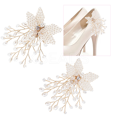 ABS Plastic Imitation Pearl Beaded Flower Wedding Shoe Decorations FIND-WH0126-71G-1