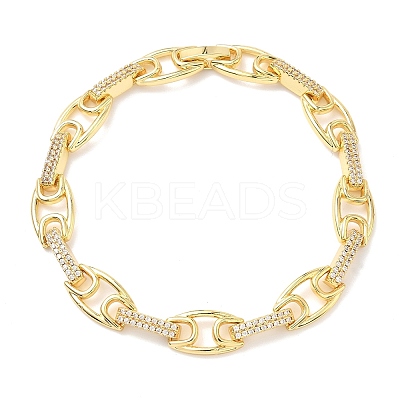 Clear Cubic Zirconia Oval Link Chains Bracelet BJEW-G773-04G-1
