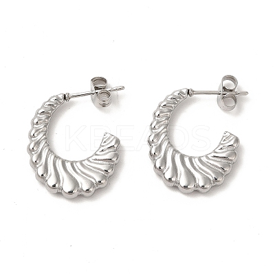 Non-Tarnish 304 Stainless Steel Croissant Stud Earrings LS-EJEW-L237-04P-1