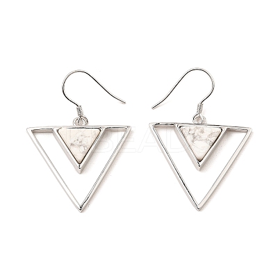 Natural Howlite Triangle Dangle Earrings EJEW-Z024-10A-P-1