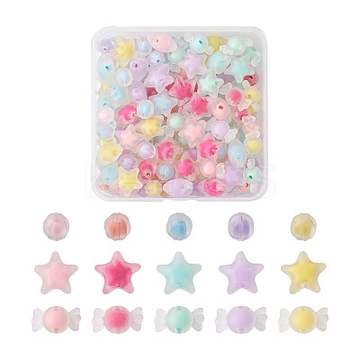 120Pcs 3 Style Transparent Acrylic Beads TACR-BT0001-03-1