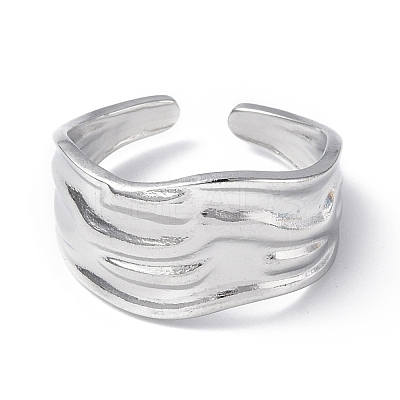 Non-Tarnish 304 Stainless Steel Open Cuff Ring for Women RJEW-C046-09P-1