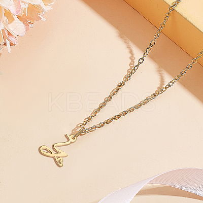 1pc 304 Stainless Steel Letter Pendant Necklaces NJEW-LP0001-39Y-G-1