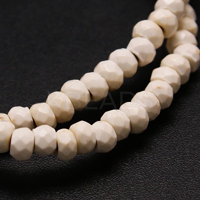 Faceted Rondelle Synthetic Turquoise Beads Strands TURQ-I015-4x2mm-01-1
