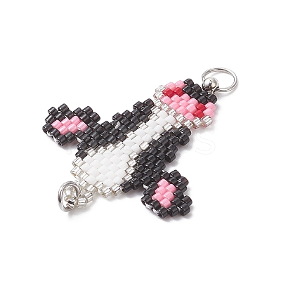 Glass Seed Beaded Links Connector Charms PALLOY-MZ01045-1
