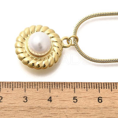 Shell Pearl Pendant Necklace with Ion Plating(IP) 304 Stainless Steel Chains NJEW-K255-19G-1